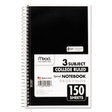 Mead® Spiral Notebook, 3-Subject, Medium/College Rule, Randomly Assorted Cover Color, (150) 9.5 x 5.5 Sheets (MEA06900) Each