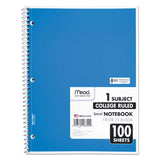 Mead® Spiral Notebook, 3-Hole Punched, 1-Subject, Medium/College Rule, Randomly Assorted Cover Color, (100) 11 x 8 Sheets (MEA06622) Each