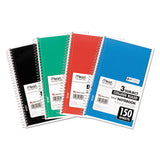Mead® Spiral Notebook, 3-Subject, Medium/College Rule, Randomly Assorted Cover Color, (150) 9.5 x 5.5 Sheets (MEA06900) Each