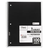Mead® Spiral Notebook, 3-Hole Punched, 1-Subject, Wide/Legal Rule, Randomly Assorted Cover Color, (100) 10.5 x 7.5 Sheets (MEA05514) Each