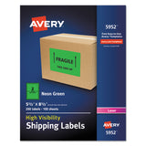 Avery® High-Visibility Permanent Laser ID Labels, 5.5 x 8.5, Neon Green, 200/Box (AVE5952) Box of 200