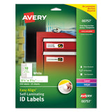 Avery® Self-Laminating ID Labels, Inkjet/Laser Printers, 1.332 x 3.5, White, 10/Sheet, 25 Sheets/Pack (AVE00757) Pack of 250