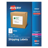 Avery® White Shipping Labels-Bulk Packs, Inkjet/Laser Printers, 8.5 x 11, White, 250/Box (AVE95920) Box of 250