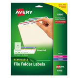 Avery® Removable File Folder Labels with Sure Feed Technology, 0.66 x 3.44, White, 30/Sheet, 25 Sheets/Pack (AVE6466) Pack of 750