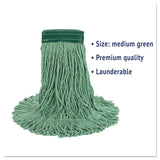 Boardwalk® Super Loop Wet Mop Head, Cotton/Synthetic Fiber, 5" Headband, Medium Size, Green, 12/Carton (BWK502GNCT) Case of 12