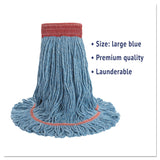 Boardwalk® Super Loop Wet Mop Head, Cotton/Synthetic Fiber, 5" Headband, Large Size, Blue, 12/Carton (BWK503BLCT) Case of 12