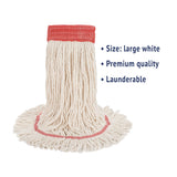 Boardwalk® Super Loop Wet Mop Head, Cotton/Synthetic Fiber, 5" Headband, Large Size, White, 12/Carton (BWK503WHCT) Case of 12