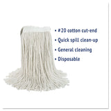 Boardwalk® Cut-End Wet Mop Head, Cotton, White, #20, 12/Carton (BWK2020CCT) Case of 12