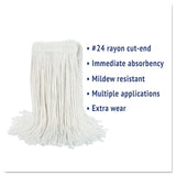 Boardwalk® Cut-End Wet Mop Head, Rayon, No. 24, White, 12/Carton (BWK2024RCT) Case of 12
