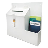 deflecto® Suggestion Box Literature Holder with Locking Top, 13.75 x 3.63 x 13.94, Plastic, White (DEF79803) Each