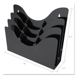deflecto® 3-Tier Document Organizer w/6 Removable Dividers, 13.38w x 3.5d x 11.5h, Black (DEF47634) Each