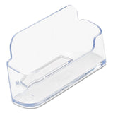 deflecto® Horizontal Business Card Holder, Holds 50 Cards, 3.88 x 1.38 x 1.81, Plastic, Clear (DEF70101) Each