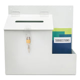 deflecto® Suggestion Box Literature Holder with Locking Top, 13.75 x 3.63 x 13.94, Plastic, White (DEF79803) Each