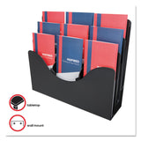 deflecto® 3-Tier Document Organizer w/6 Removable Dividers, 13.38w x 3.5d x 11.5h, Black (DEF47634) Each