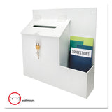 deflecto® Suggestion Box Literature Holder with Locking Top, 13.75 x 3.63 x 13.94, Plastic, White (DEF79803) Each