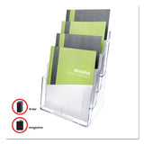 deflecto® 4-Compartment DocuHolder, Magazine Size, 9.38w x 7d x 13.63h, Clear (DEF77441) Each