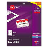 Avery® Laminated Laser/Inkjet ID Cards, 2 1/4 x 3 1/2, White, 30/Box (AVE5361) Box of 30
