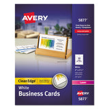 Avery® Clean Edge Business Cards, Laser, 2 x 3.5, White, 400 Cards, 10 Cards/Sheet, 40 Sheets/Box (AVE5877) Box of 400