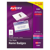 Avery® Clip-Style Name Badge Holder with Laser/Inkjet Insert, Top Load, 4 x 3, White, 40/Box (AVE5384) Pack of 88