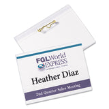 Avery® Pin-Style Badge Holder with Laser/Inkjet Insert, Top Load, 4 x 3, White, 100/Box (AVE74540) Box of 100