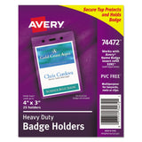 Avery® Secure Top Heavy-Duty Badge Holders, Vertical, 3w x 4h, Clear, 25/Pack (AVE74472) Pack of 25