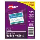 Avery® Secure Top Heavy-Duty Badge Holders, Horizontal, 4w x 3h, Clear, 25/Pack (AVE74471) Pack of 25