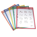 C-Line® Reusable Dry Erase Pockets, 9 x 12, Assorted Primary Colors, 5/Pack (CLI40630) Pack of 5
