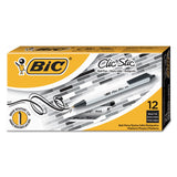 BIC® Clic Stic Ballpoint Pen Value Pack, Retractable, Medium 1 mm, Black Ink, White Barrel, 24/Pack (BICCSM241BK) Pack of 24