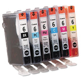 Canon® 4705A018 (BCI-6) Ink, 370 Page-Yield, Black/Cyan/Magenta/Photo Cyan/Photo Magenta/Yellow, 6/Pack (CNM4705A018) Each