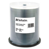 Verbatim® CD-R Printable Recordable Disc, 700 MB, 52x, Spindle, White, 100/Pack (VER95252) Each