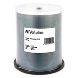 Verbatim® CD-R Printable Recordable Disc, 700 MB/80 min, 52x, Spindle, White, 100/Pack (VER95251) Each