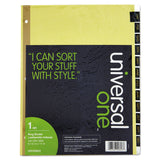 Universal® Deluxe Preprinted Simulated Leather Tab Dividers with Gold Printing, 12-Tab, Jan. to Dec., 11 x 8.5, Buff, 1 Set (UNV20823) Each