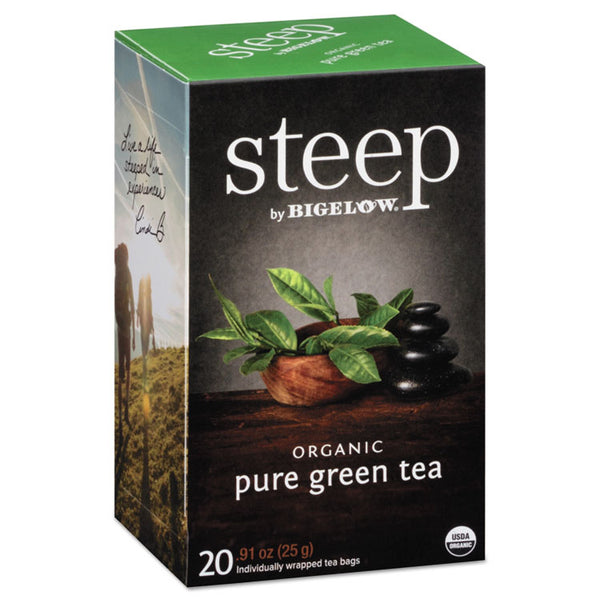 Bigelow® steep Tea, Pure Green, 0.91 oz Tea Bag, 20/Box (BTC17703)