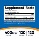 nutricost® Vitamin B2 Riboflavin Dietary Supplement Vitamin B2 400 mg Strength Capsule 120 Per Bottle (1270249_BT) 1/BT