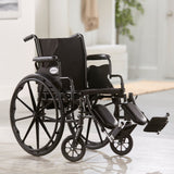 McKesson Lightweight Wheelchair Dual Axle Desk Length Arm Swing-Away Elevating Legrest Black Upholstery 20 Inch Seat Width Adult 300 lbs. Weight Capacity (1065287_EA) 1/EA