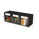 deflecto® Tilt Bin Interlocking Multi-Bin Storage Organizer, 3 Sections, 23.63" x 7.75" x 9.5", Black/Clear (DEF20304OP) Each