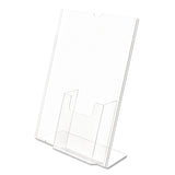 deflecto® Superior Image Slanted Sign Holder with Front Pocket, 9w x 4.5d x 10.75h, Clear (DEF590501) Each
