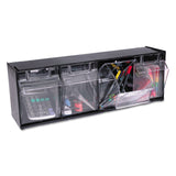 deflecto® Tilt Bin Interlocking Multi-Bin Storage Organizer, 4 Sections, 23.63" x 6.63" x 8.13", Black/Clear (DEF20404OP) Each