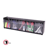 deflecto® Tilt Bin Interlocking Multi-Bin Storage Organizer, 5 Sections, 23.63" x 5.25" x 6.5", Black/Clear (DEF20504OP) Each