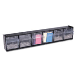 deflecto® Tilt Bin Interlocking Multi-Bin Storage Organizer, 6 Sections, 23.63" x 3.63" x 4.5", Black/Clear (DEF20604OP) Each