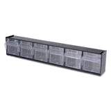deflecto® Tilt Bin Interlocking Multi-Bin Storage Organizer, 6 Sections, 23.63" x 3.63" x 4.5", Black/Clear (DEF20604OP) Each