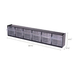 deflecto® Tilt Bin Interlocking Multi-Bin Storage Organizer, 6 Sections, 23.63" x 3.63" x 4.5", Black/Clear (DEF20604OP) Each