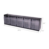 deflecto® Tilt Bin Interlocking Multi-Bin Storage Organizer, 5 Sections, 23.63" x 5.25" x 6.5", Black/Clear (DEF20504OP) Each