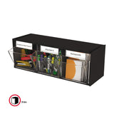deflecto® Tilt Bin Interlocking Multi-Bin Storage Organizer, 3 Sections, 23.63" x 7.75" x 9.5", Black/Clear (DEF20304OP) Each
