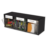 deflecto® Tilt Bin Interlocking Multi-Bin Storage Organizer, 3 Sections, 23.63" x 7.75" x 9.5", Black/Clear (DEF20304OP) Each