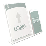 deflecto® Superior Image Slanted Sign Holder with Side Pocket, 13.5w x 4.25d x 10.88h, Clear (DEF599401) Each