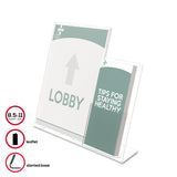 deflecto® Superior Image Slanted Sign Holder with Side Pocket, 13.5w x 4.25d x 10.88h, Clear (DEF599401) Each