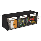 deflecto® Tilt Bin Interlocking Multi-Bin Storage Organizer, 3 Sections, 23.63" x 7.75" x 9.5", Black/Clear (DEF20304OP) Each