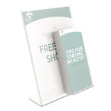 deflecto® Superior Image Slanted Sign Holder with Front Pocket, 9w x 4.5d x 10.75h, Clear (DEF590501) Each