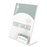deflecto® Superior Image Slanted Sign Holder with Business Card Holder, 8.5w x 4.5d x 11h, Clear (DEF590601) Each